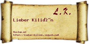 Lieber Kilián névjegykártya